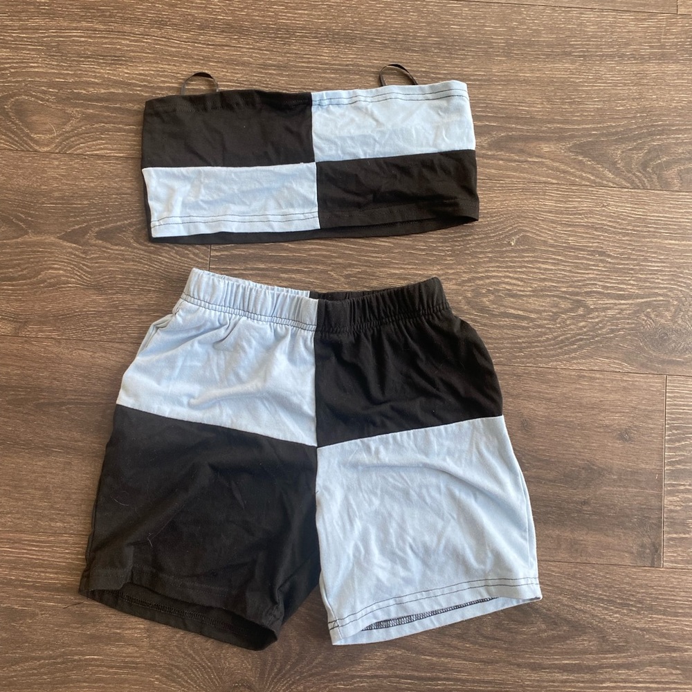 shein 2 pc set size M color blue & black